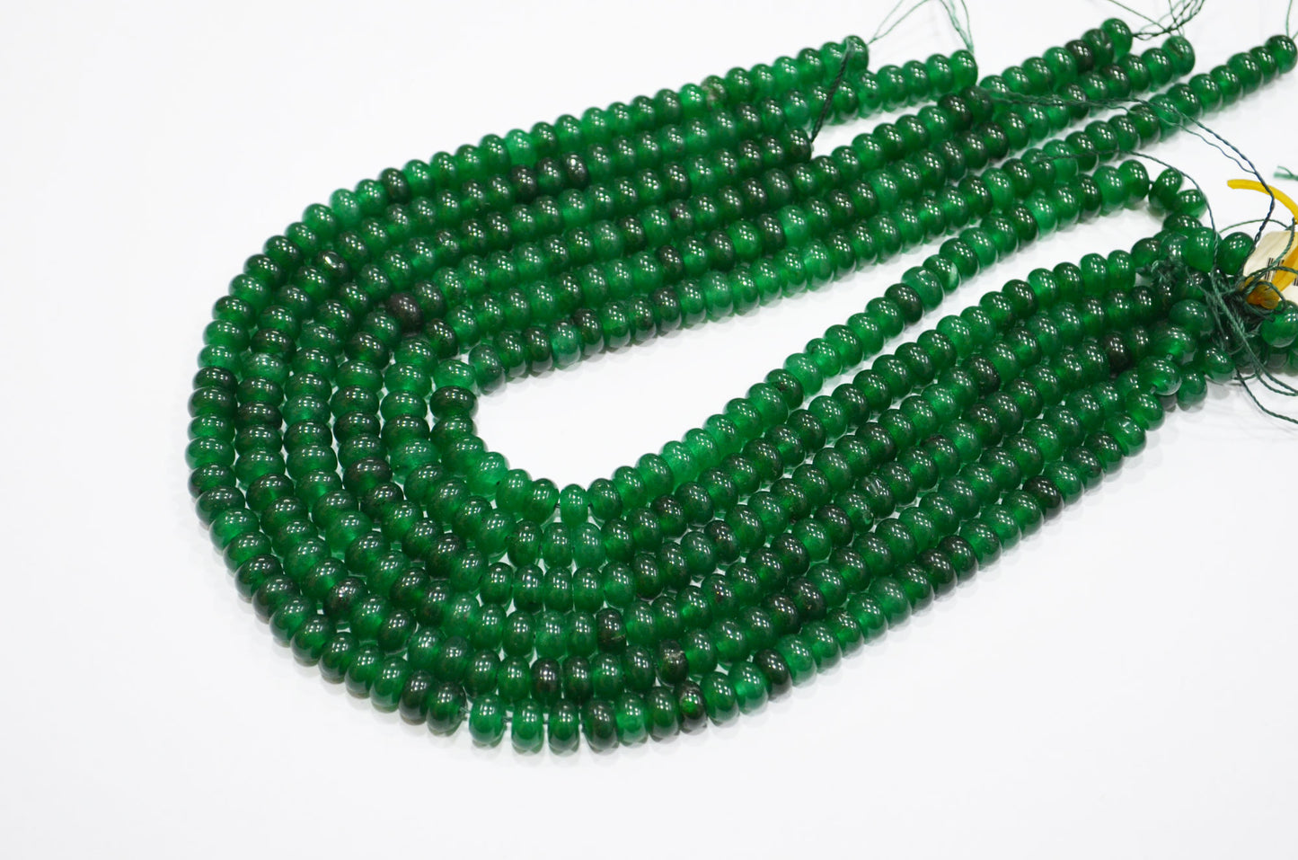 Green Jade Smooth Rondelle Shape Beads , Sold By Strand , 8 mm , 15" , 32576