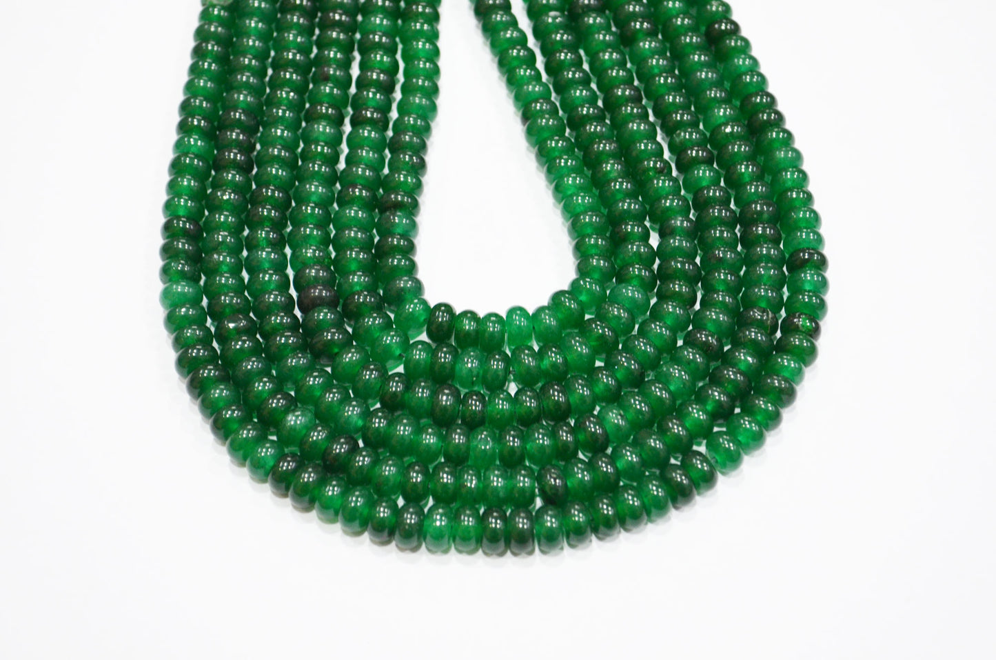 Green Jade Smooth Rondelle Shape Beads , Sold By Strand , 8 mm , 15" , 32576