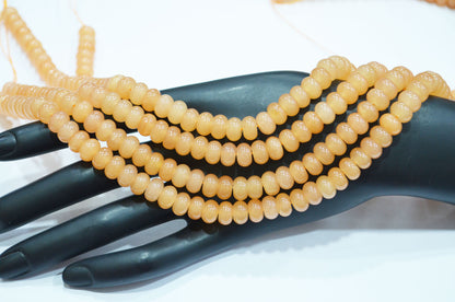 Peach Jade Smooth Rondelle Shape Beads , Sold By Strand , 8 mm , 15" , 32577