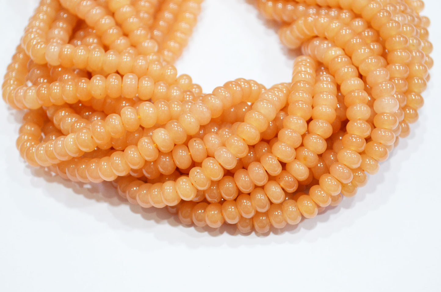 Peach Jade Smooth Rondelle Shape Beads , Sold By Strand , 8 mm , 15" , 32577