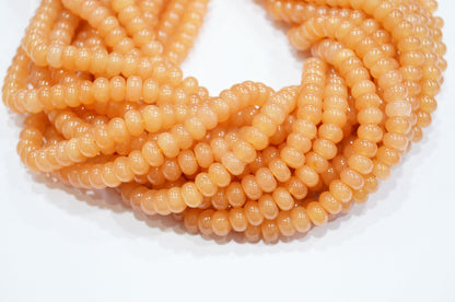 Peach Jade Smooth Rondelle Shape Beads , Sold By Strand , 8 mm , 15" , 32577