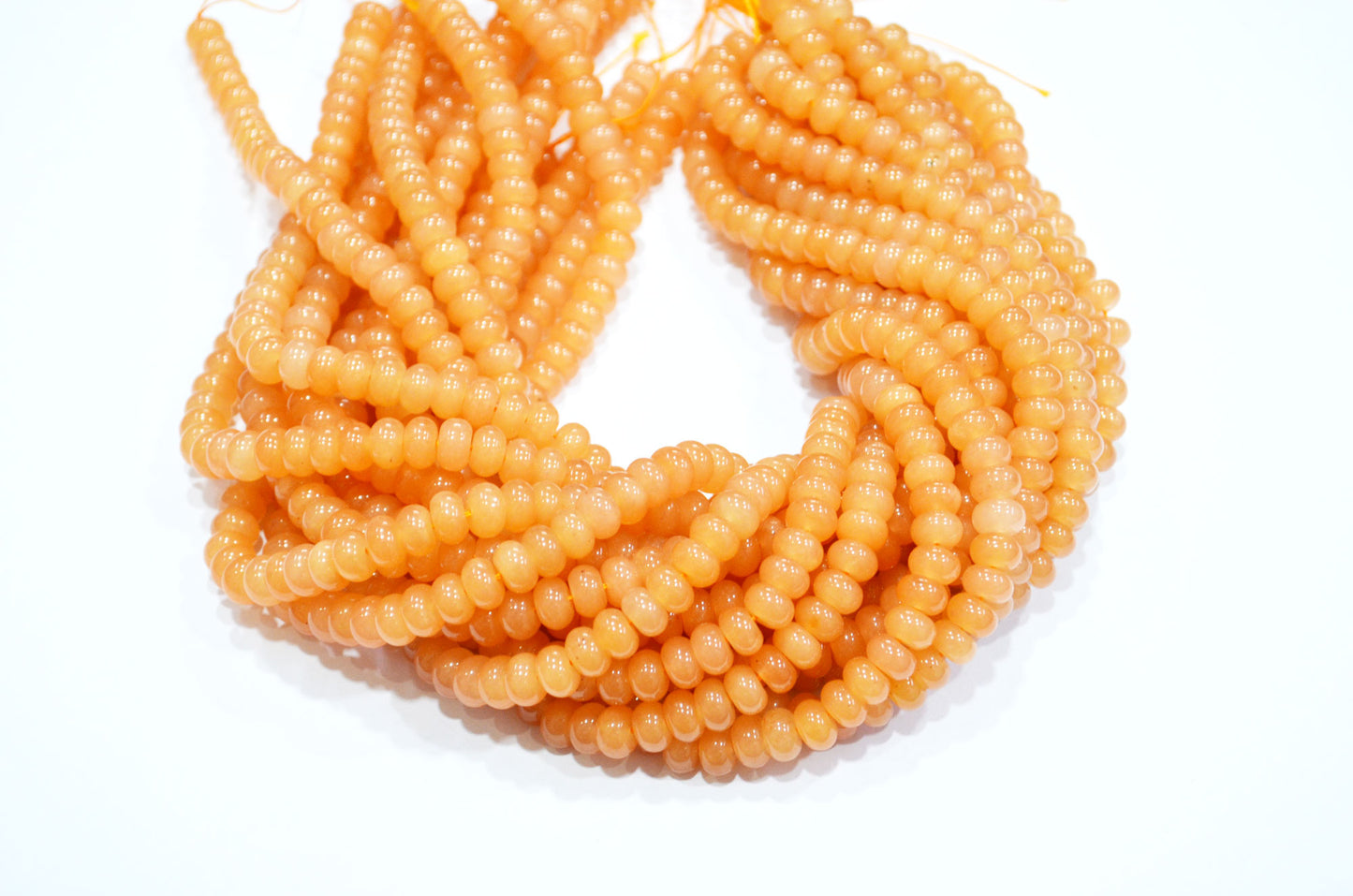 Peach Jade Smooth Rondelle Shape Beads , Sold By Strand , 8 mm , 15" , 32577