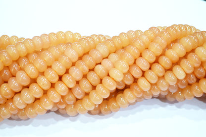Peach Jade Smooth Rondelle Shape Beads , Sold By Strand , 8 mm , 15" , 32577
