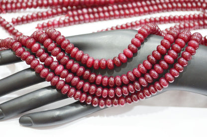 Ruby Jade Smooth Rondelle Shape Beads , Sold By Strand , 8 mm , 15" , 32579