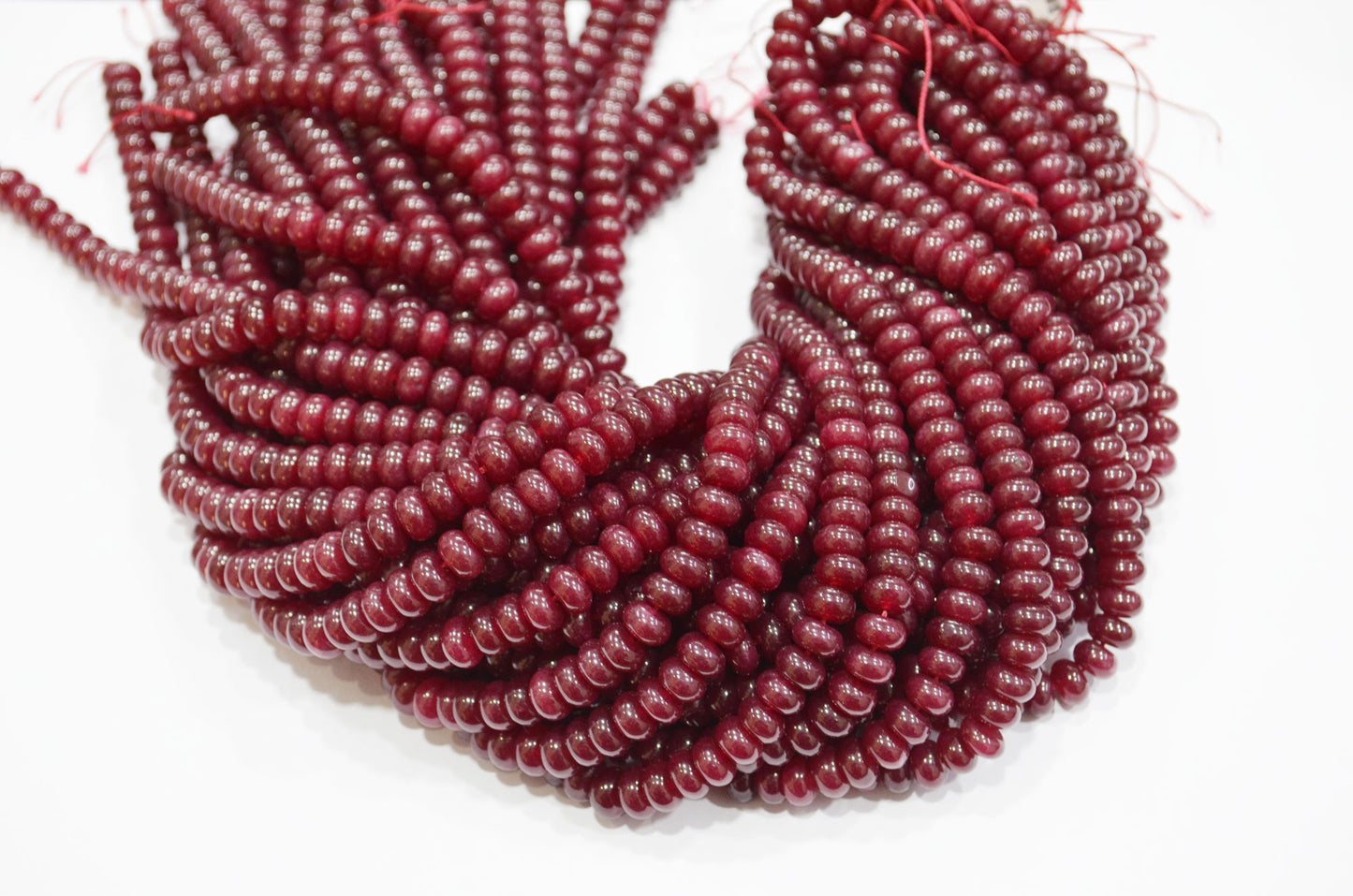 Ruby Jade Smooth Rondelle Shape Beads , Sold By Strand , 8 mm , 15" , 32579