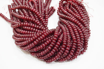 Ruby Jade Smooth Rondelle Shape Beads , Sold By Strand , 8 mm , 15" , 32579
