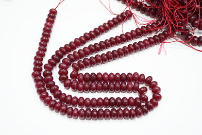 Ruby Jade Smooth Rondelle Shape Beads , Sold By Strand , 8 mm , 15" , 32579