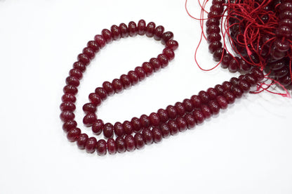 Ruby Jade Smooth Rondelle Shape Beads , Sold By Strand , 8 mm , 15" , 32579