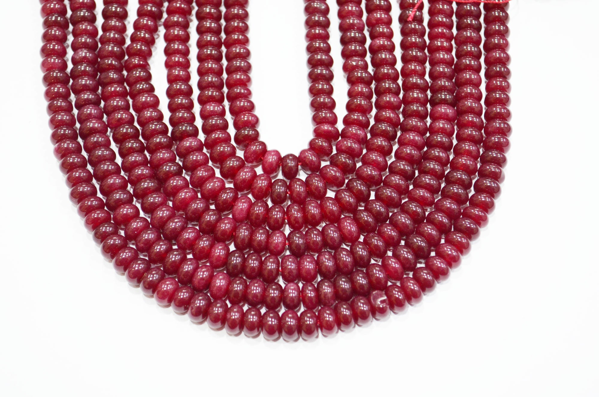 Ruby Jade Smooth Rondelle Shape Beads , Sold By Strand , 8 mm , 15" , 32579