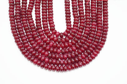 Ruby Jade Smooth Rondelle Shape Beads , Sold By Strand , 8 mm , 15" , 32579