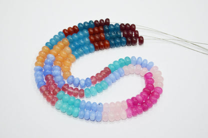 Multi Jade Smooth Rondelle Shape Beads , Sold By Strand , 8 mm , 16" , 32580