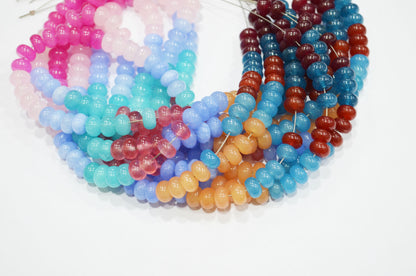 Multi Jade Smooth Rondelle Shape Beads , Sold By Strand , 8 mm , 16" , 32580