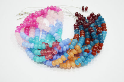 Multi Jade Smooth Rondelle Shape Beads , Sold By Strand , 8 mm , 16" , 32580