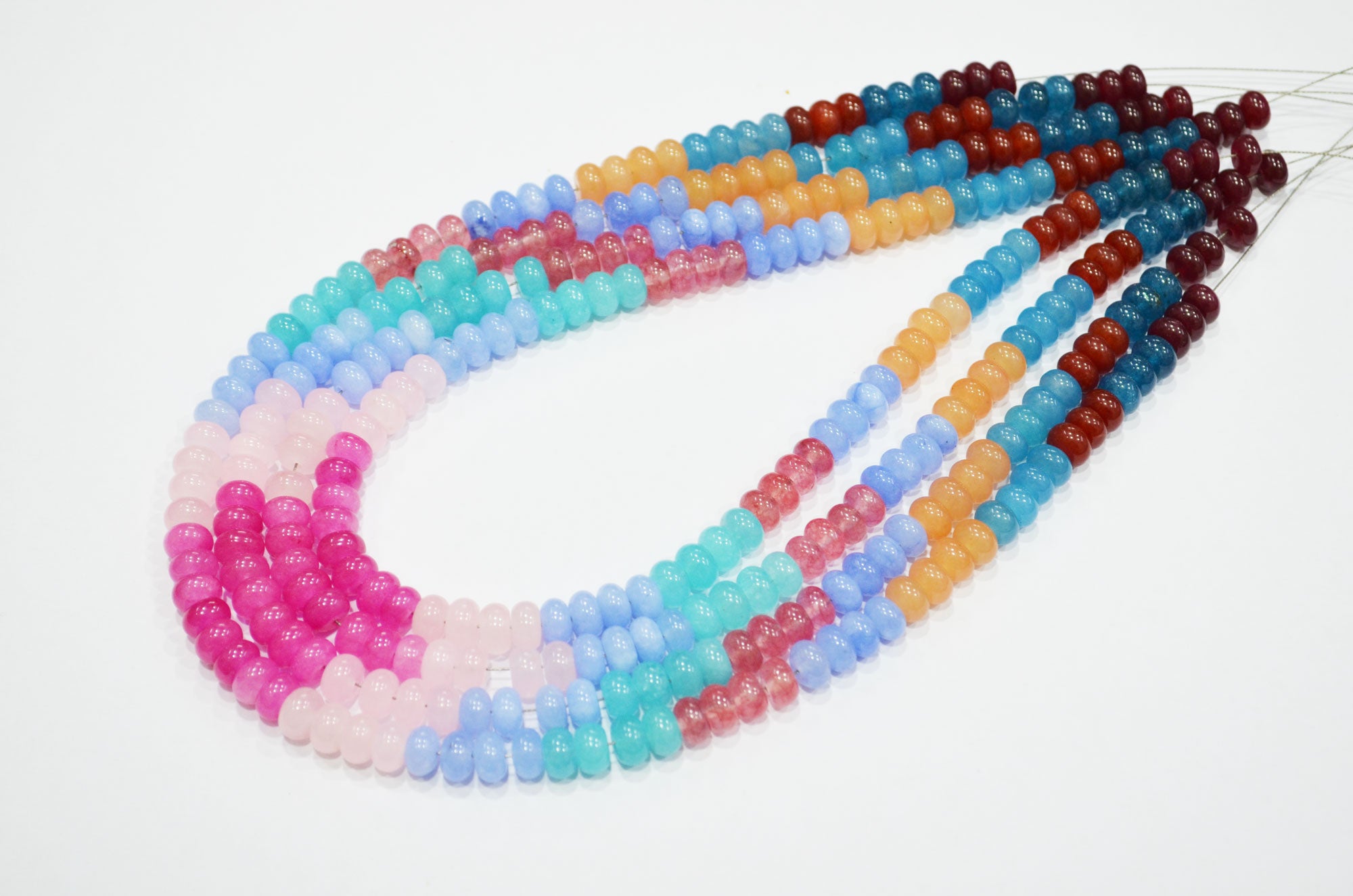 Multi Jade Smooth Rondelle Shape Beads , Sold By Strand , 8 mm , 16" , 32580