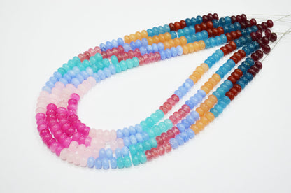 Multi Jade Smooth Rondelle Shape Beads , Sold By Strand , 8 mm , 16" , 32580