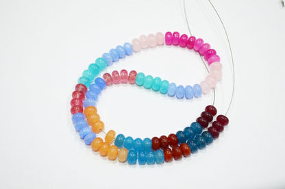 Multi Jade Smooth Rondelle Shape Beads , Sold By Strand , 8 mm , 16" , 32580