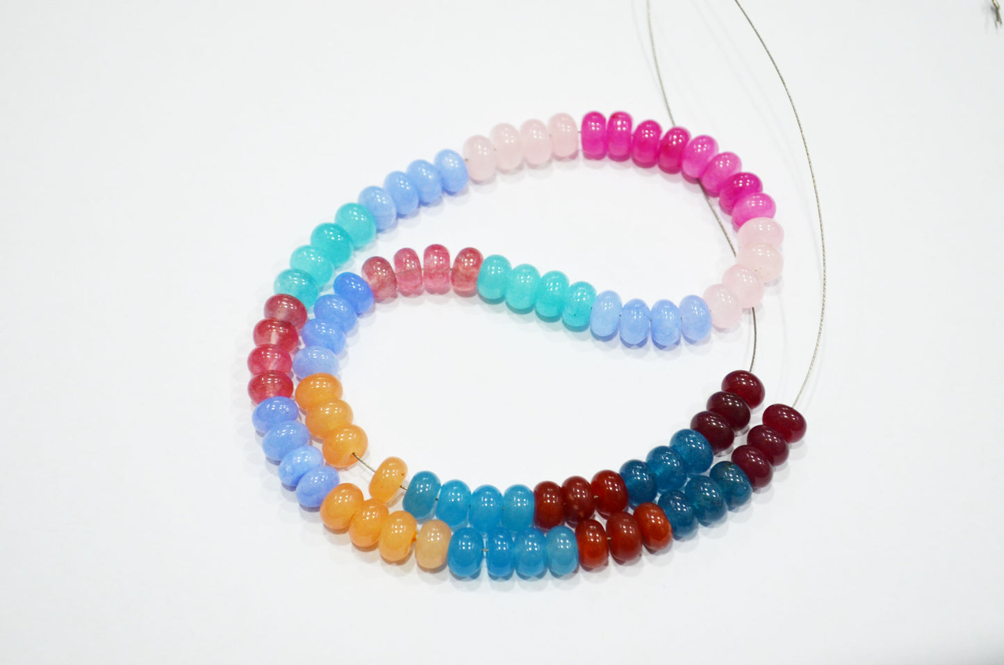 Multi Jade Smooth Rondelle Shape Beads , Sold By Strand , 8 mm , 16" , 32580