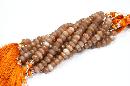 Chocolate Moonstone Faceted Rondelle Shape Beads , Sold By Strand , 5 Inches , 9 - 9.50 mm , 32581