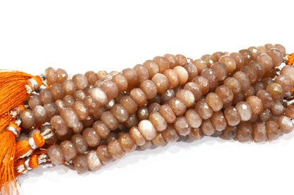 Chocolate Moonstone Faceted Rondelle Shape Beads , Sold By Strand , 5 Inches , 9 - 9.50 mm , 32581
