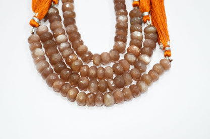 Chocolate Moonstone Faceted Rondelle Shape Beads , Sold By Strand , 5 Inches , 9 - 9.50 mm , 32581