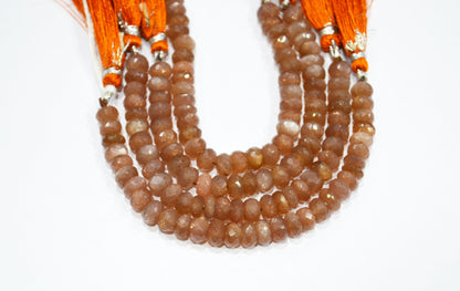 Chocolate Moonstone Faceted Rondelle Shape Beads , Sold By Strand , 5 Inches , 7 mm , 32584