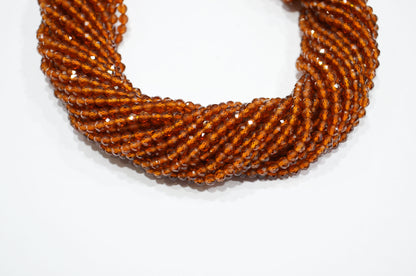 Hessonite Faceted Round Shape Beads , Hessonite Faceted Beads , Sold By Strand , 13 Inches , 3.50 mm , 32588