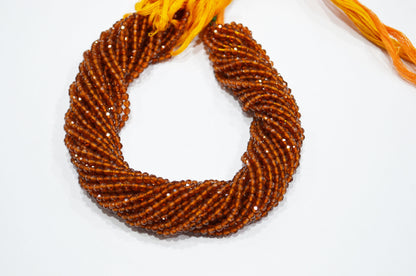 Hessonite Faceted Round Shape Beads , Hessonite Faceted Beads , Sold By Strand , 13 Inches , 3.50 mm , 32588