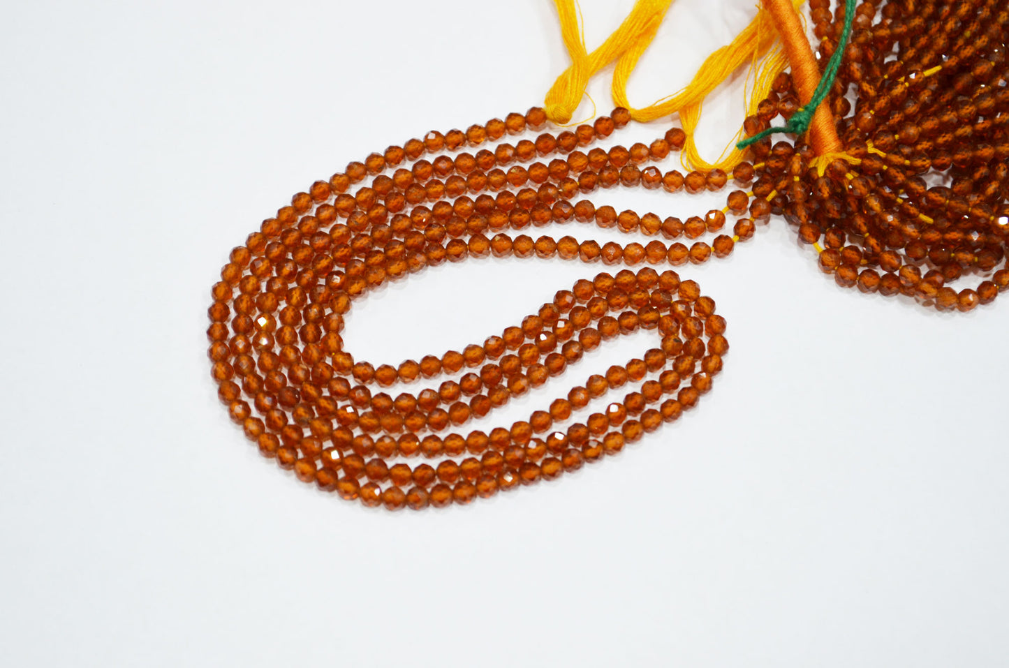 Hessonite Faceted Round Shape Beads , Hessonite Faceted Beads , Sold By Strand , 13 Inches , 3.50 mm , 32588