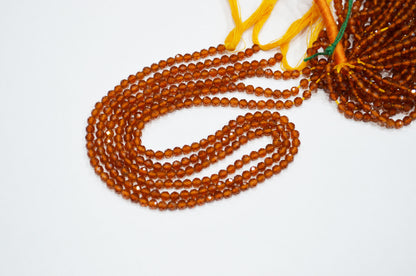 Hessonite Faceted Round Shape Beads , Hessonite Faceted Beads , Sold By Strand , 13 Inches , 3.50 mm , 32588