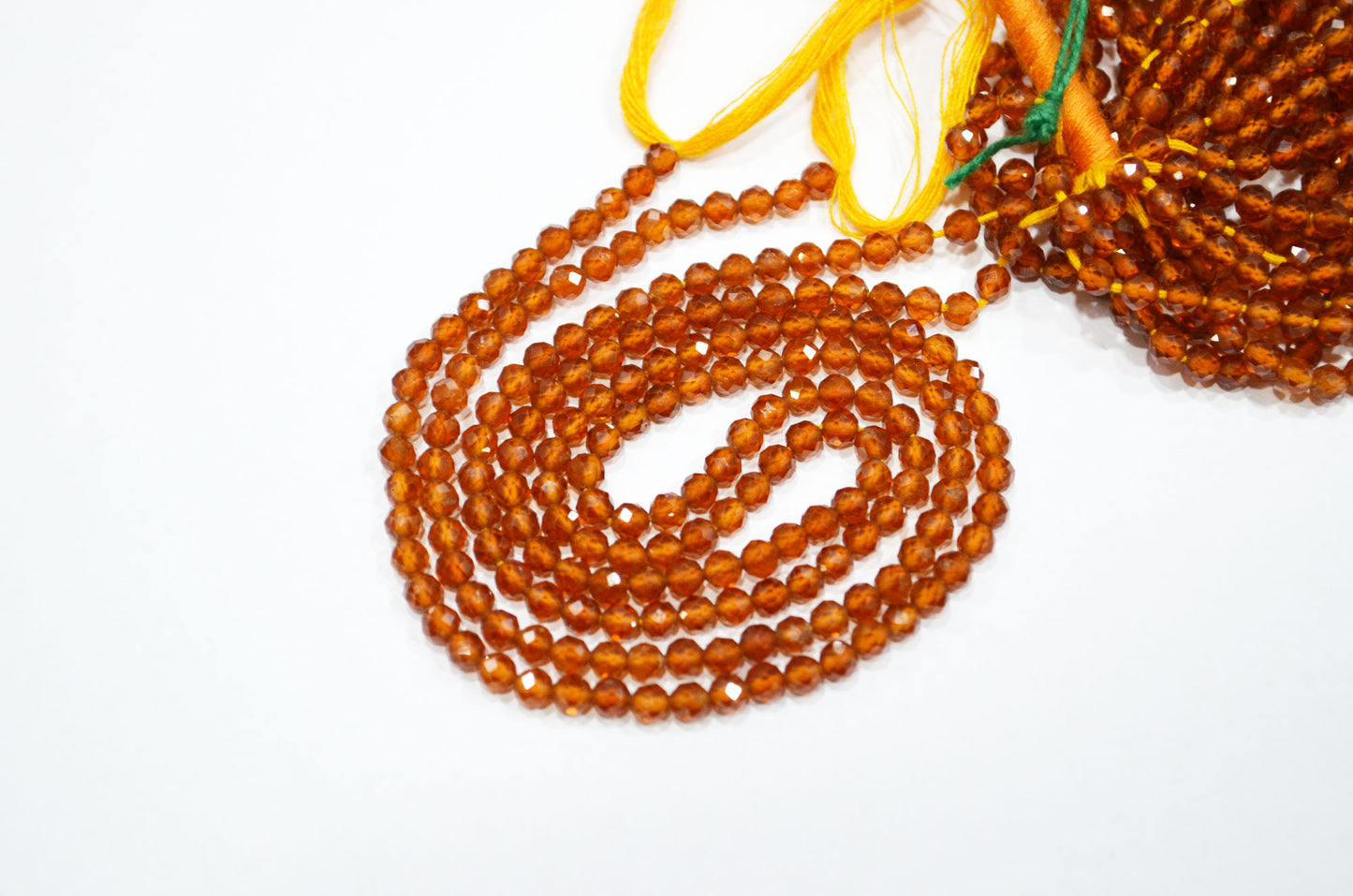 Hessonite Faceted Round Shape Beads , Hessonite Faceted Beads , Sold By Strand , 13 Inches , 3.50 mm , 32588