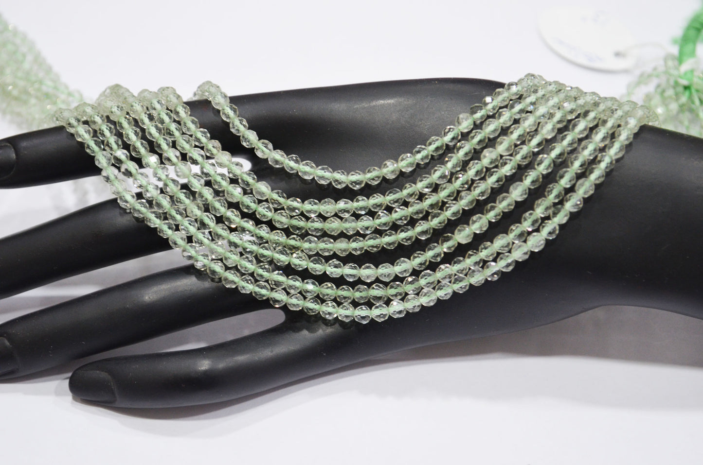 Green Amethyst Faceted Round Shape Beads , Green Amethyst Faceted Beads , Sold By Strand , 13 Inches , 4 mm , 32589
