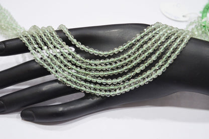 Green Amethyst Faceted Round Shape Beads , Green Amethyst Faceted Beads , Sold By Strand , 13 Inches , 4 mm , 32589