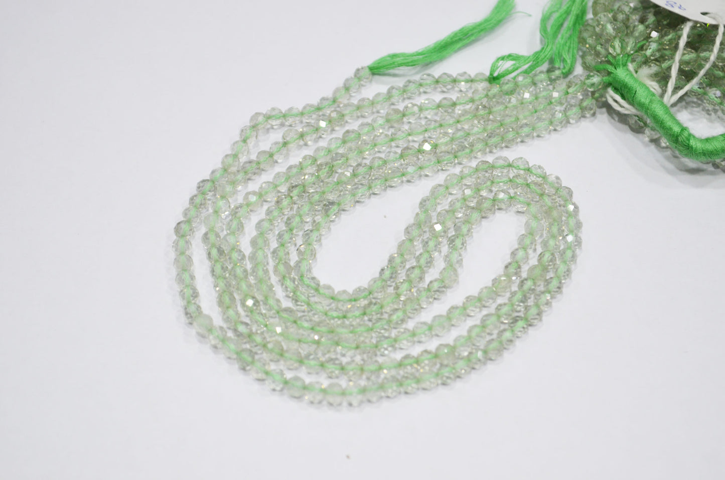 Green Amethyst Faceted Round Shape Beads , Green Amethyst Faceted Beads , Sold By Strand , 13 Inches , 4 mm , 32589