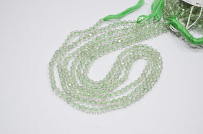 Green Amethyst Faceted Round Shape Beads , Green Amethyst Faceted Beads , Sold By Strand , 13 Inches , 4 mm , 32589