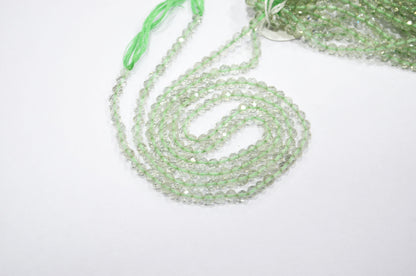 Green Amethyst Faceted Round Shape Beads , Green Amethyst Faceted Beads , Sold By Strand , 13 Inches , 4 mm , 32589