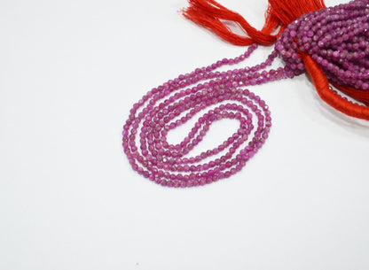 Glass Filled Ruby Faceted Round Shape Beads , Glass Filled Ruby Faceted Beads , Sold By Strand , 13 Inches , 2.25 mm , 32590
