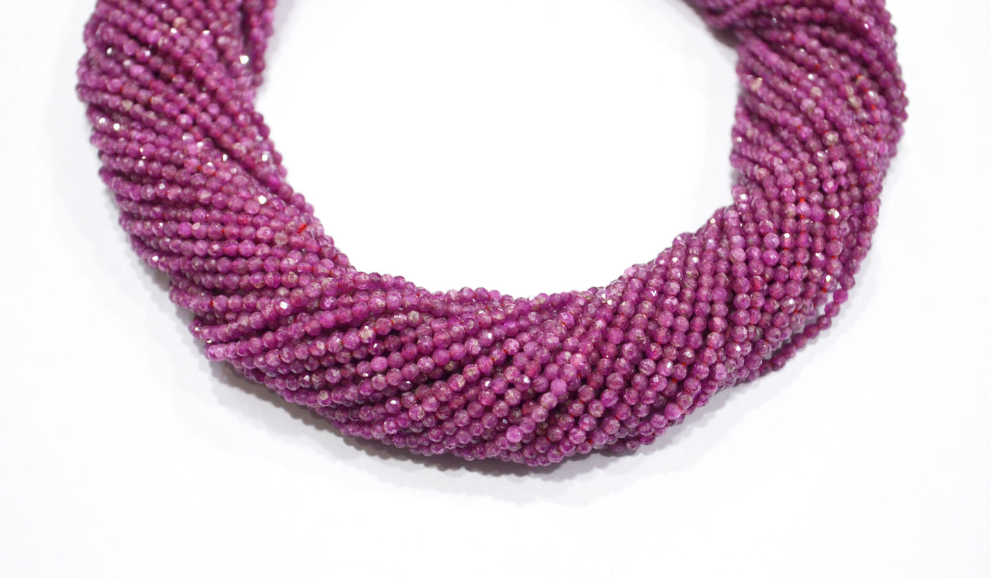 Glass Filled Ruby Faceted Round Shape Beads , Glass Filled Ruby Faceted Beads , Sold By Strand , 13 Inches , 2.25 mm , 32590