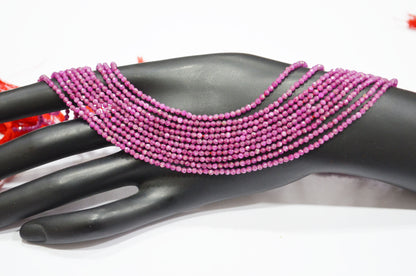 Glass Filled Ruby Faceted Round Shape Beads , Glass Filled Ruby Faceted Beads , Sold By Strand , 13 Inches , 2.25 mm , 32590