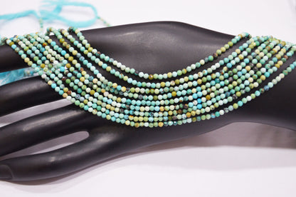 Turquoise Faceted Round Shape Beads , Sold By Strand , 12.50 Inches , 2.50 mm , 32596