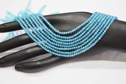 Blue Topaz Coated Round Shape Beads , Mystic Blue Topaz Faceted Round Shape Beads , Sold By Strand , 12.50 Inches , 3.50 mm , 32606