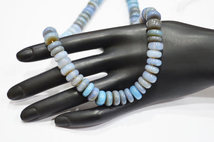 Shaded Denim Chalcedony Smooth Rondelle Shape Beads , Sold By Strand , 10 - 11 mm , 16" , 32635