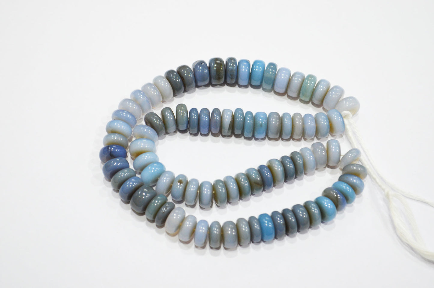 Shaded Denim Chalcedony Smooth Rondelle Shape Beads , Sold By Strand , 10 - 11 mm , 16" , 32635