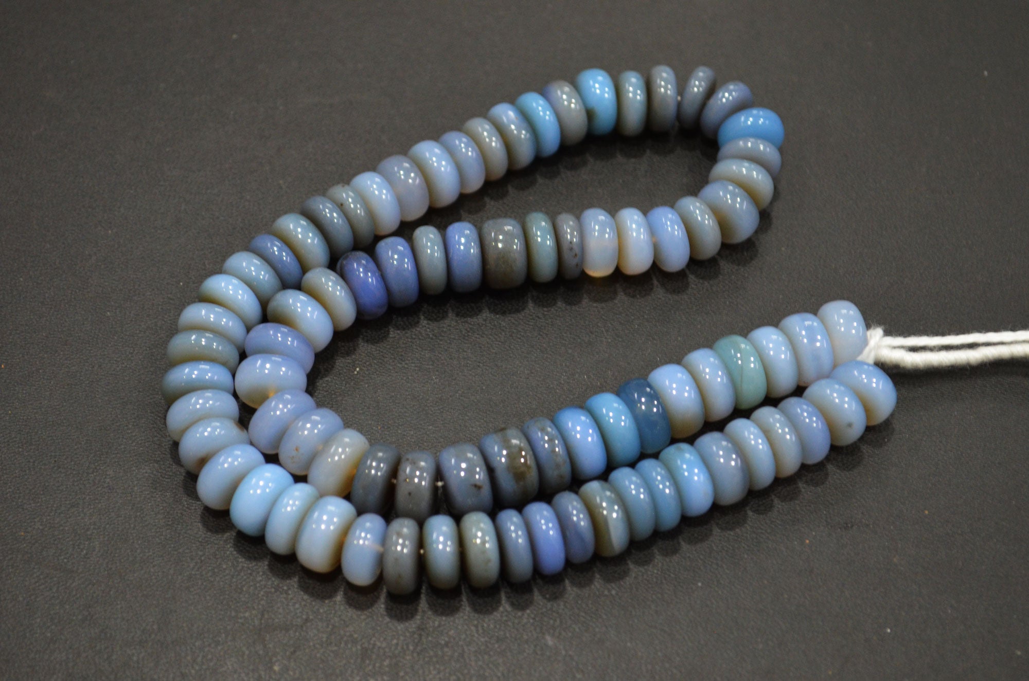 Shaded Denim Chalcedony Smooth Rondelle Shape Beads , Sold By Strand , 10 - 11 mm , 16" , 32635