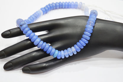 Shaded Blue Chalcedony Smooth Rondelle Shape Beads , Sold By Strand , 10 - 11 mm , 16" , 32636