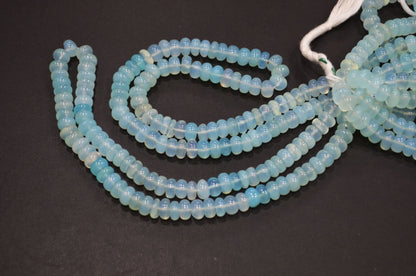 Aqua Chalcedony Smooth Rondelle Shape Beads , Sold By Strand , 8 - 9 mm , 16" , 32637