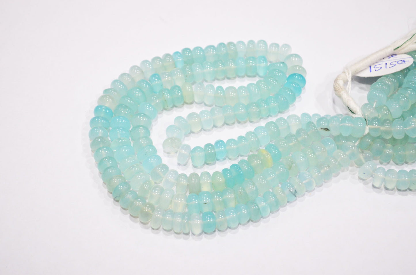 Aqua Chalcedony Smooth Rondelle Shape Beads , Sold By Strand , 8 - 9 mm , 16" , 32637