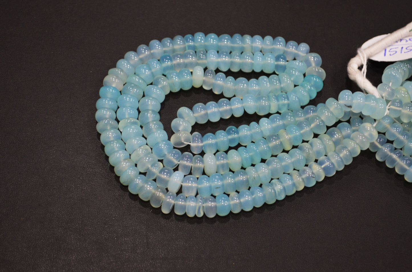 Aqua Chalcedony Smooth Rondelle Shape Beads , Sold By Strand , 8 - 9 mm , 16" , 32637