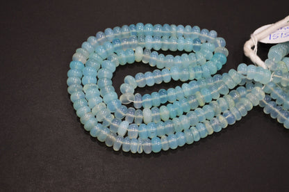 Aqua Chalcedony Smooth Rondelle Shape Beads , Sold By Strand , 8 - 9 mm , 16" , 32637