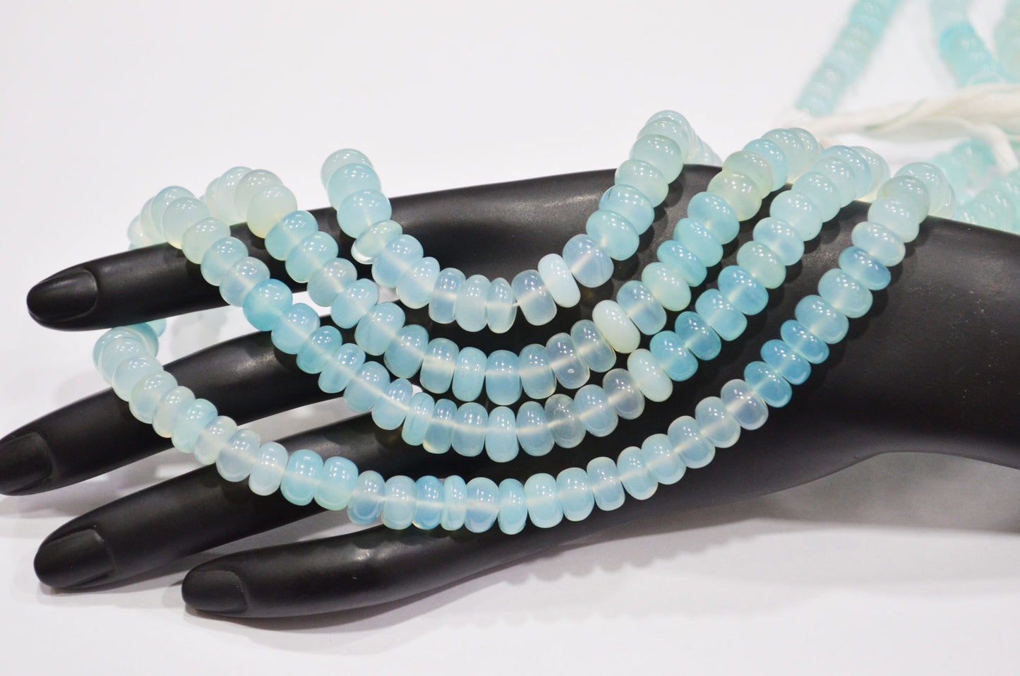Aqua Chalcedony Smooth Rondelle Shape Beads , Sold By Strand , 8 - 9 mm , 16" , 32637