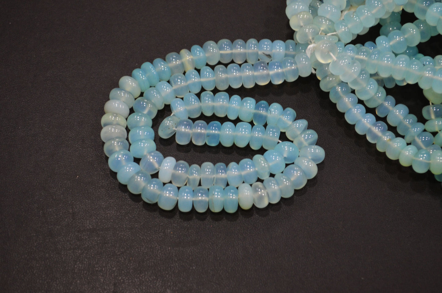 Aqua Chalcedony Smooth Rondelle Shape Beads , Sold By Strand , 8 - 9 mm , 16" , 32637
